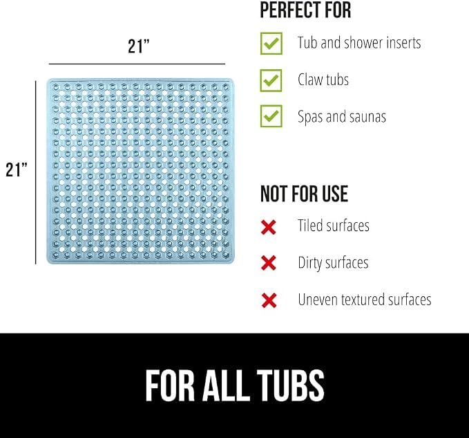 GORILLA GRIP Patented Square Shower Stall Mat, Small Bathtub Floor Mats - Image 6