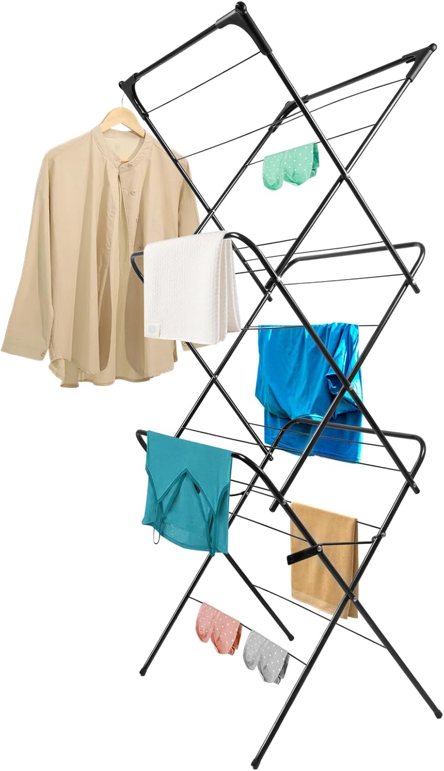 Foldable Clothes Drying Rack Laundry Drying Rack Black