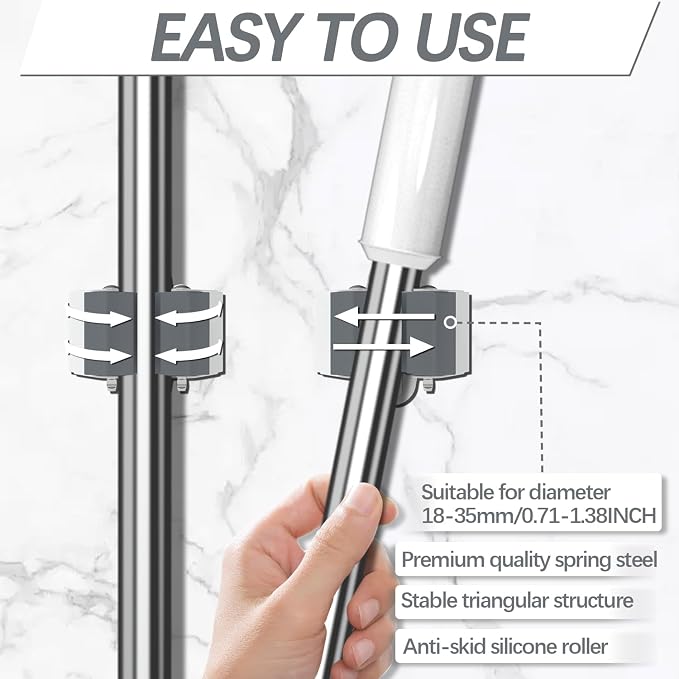 3-H Broom Holder Wall Mount 12 Pack, Mop and Broom Holder Wall Mount - Image 4