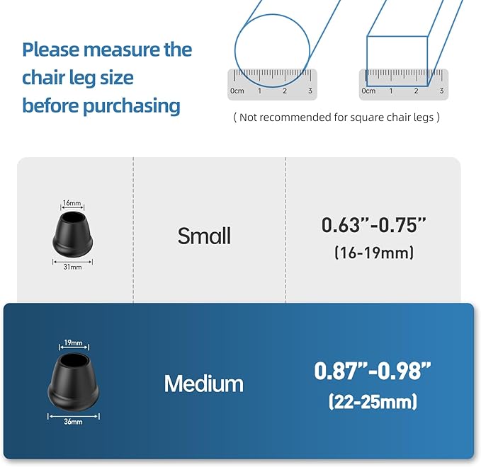 1 Inch Heavy Duty Rubber Chair Leg Caps - Image 2