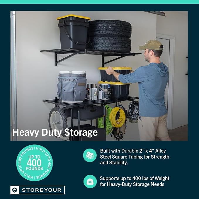 StoreYourBoard 2-Pack Heavy Duty Wall Shelves – Wall-Mounted Garage Storage - Image 4