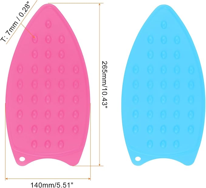 HARFINGTON 2pcs Silicone Iron Rest Pad, Fuchsia/Blue - Image 2