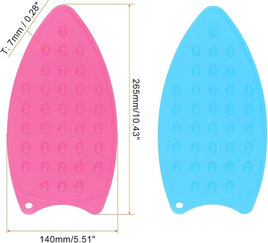 HARFINGTON 2pcs Silicone Iron Rest Pad, Fuchsia/Blue - Image 2