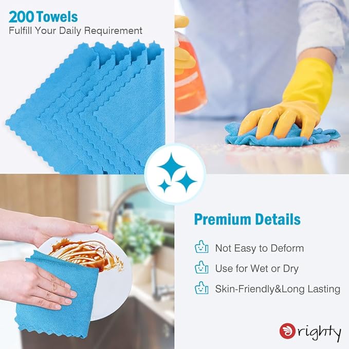 Orighty Cleaning Cloths Bulk, 200 Pack Shop Rags Reusable, Microfiber Cleaning - Image 5