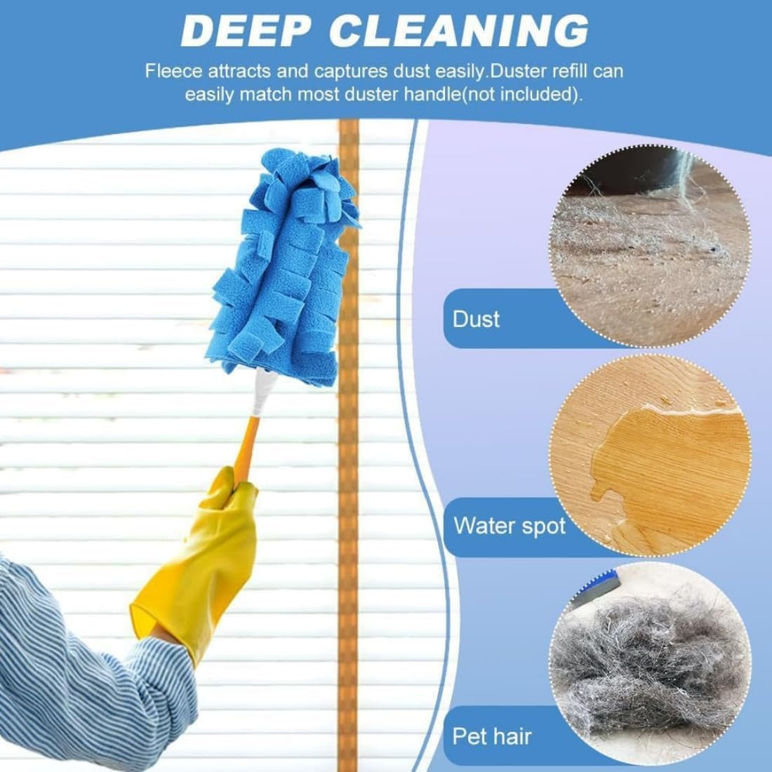 Reusable Chenille Microfiber Dust Duster, 2026 New Reusable Duster with Removable Washable Cloth Covers, 360°Electrostatic Duster Refills, Multi-Surface Dusting Mop for Efficient Home Cleaning (1Set)