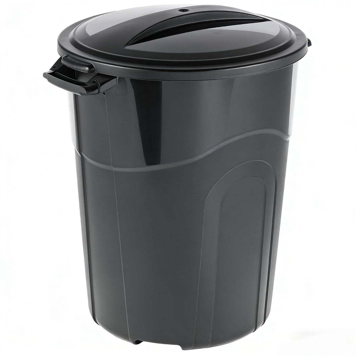 Black 32 Gallon Heavy Duty Plastic Garbage Can, Outdoor Trash can with Lid, Included Click Lock Lid and Sturdy Handles Garbage Bin for Outdoor, Kitchen, Garden, Garage