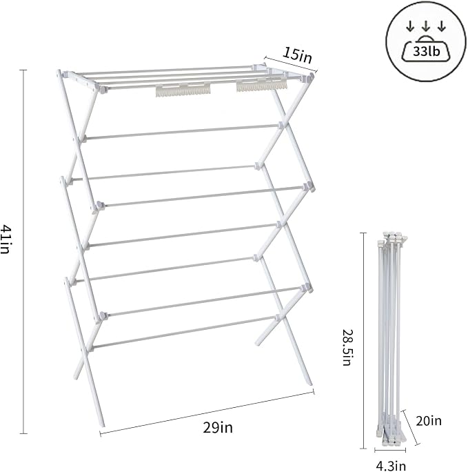 3 Tiers Foldable Clothes Drying Rack, Vertical Laundry Rack Portable and - Image 2