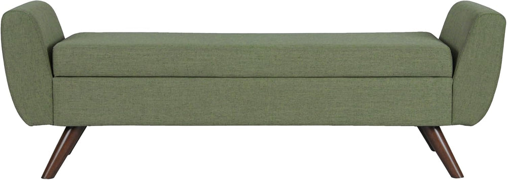 HomePop 60" Modern Storage Bench with Wood Legs - Olive Green Woven