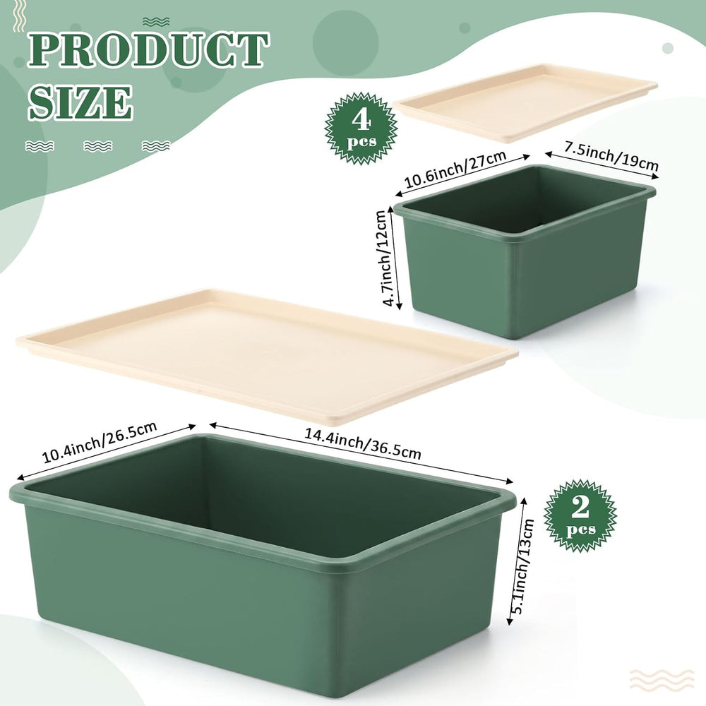 Menkxi 6 Pcs Large and Small Plastic Storage Bins with Lids 14.4 x 10.4 x 5.1...