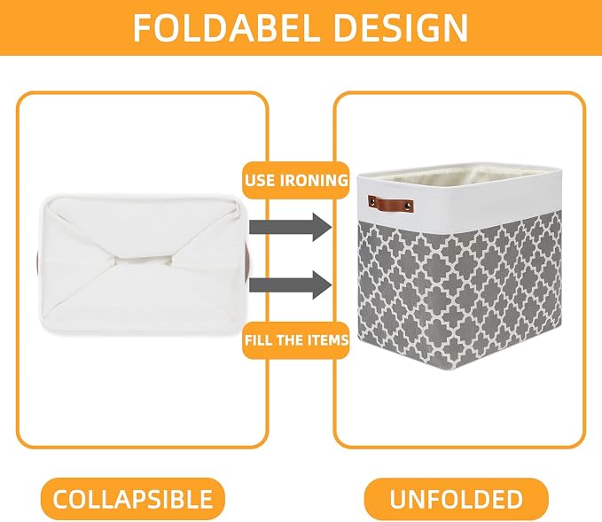 DULLEMELO Storage Baskets Large 17"x12"x15" Foldable Rectangular Storage Bins - Image 3