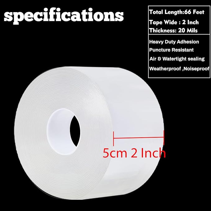 Transparent Window Weather Sealing Tape 2 Inch x 16.5 FT Weather Stripping - Image 2