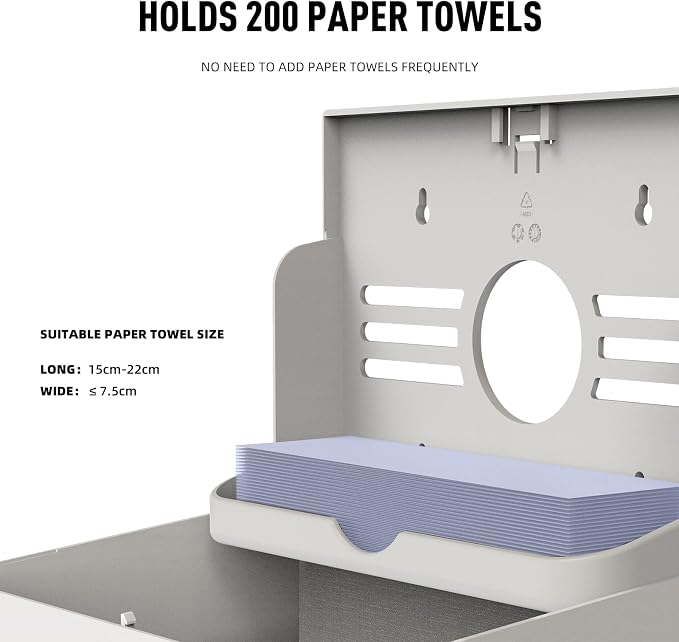 Paper Towel Dispenser Wall Mount, Adhesive No Drilling Multifold Trifold C Fold - Image 3