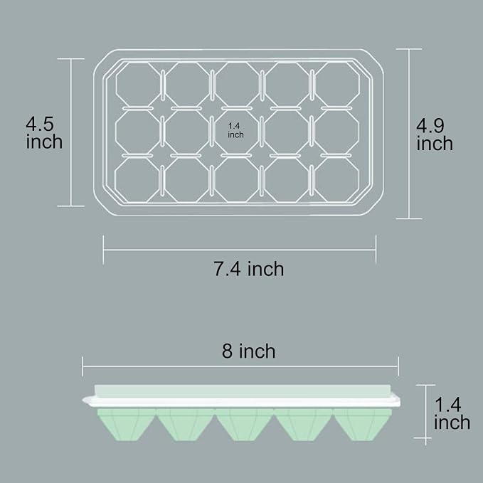 Ice Cube Trays with Silicone Lid, 15 Grid Diamond Shaped Ice Tray Easy Release - Image 5
