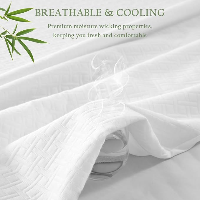 100% Waterproof Full Mattress Protector, Breathable Bamboo Rayon Mattress Cover - Image 5