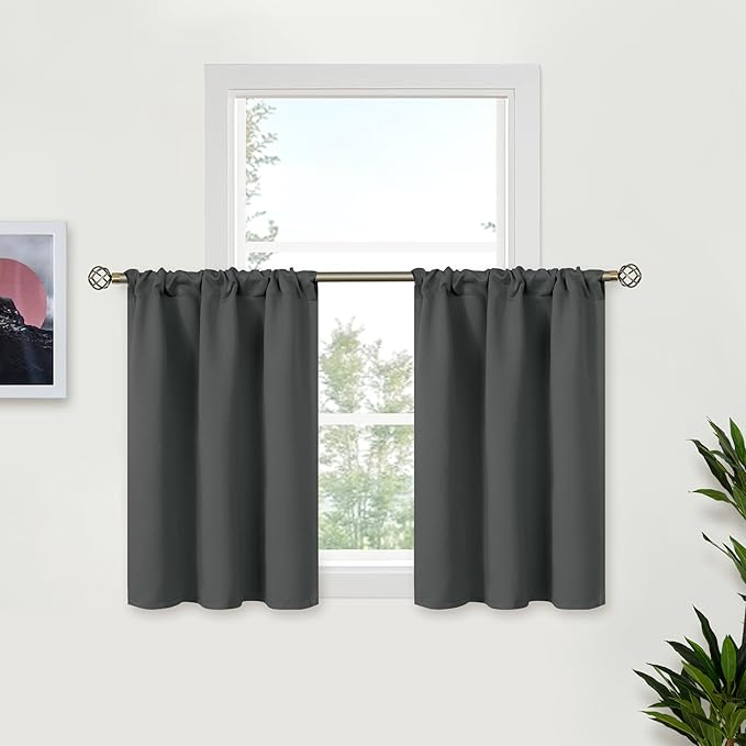 BGment Dark Grey Half Window Curtains 30 Inches Length by BGment