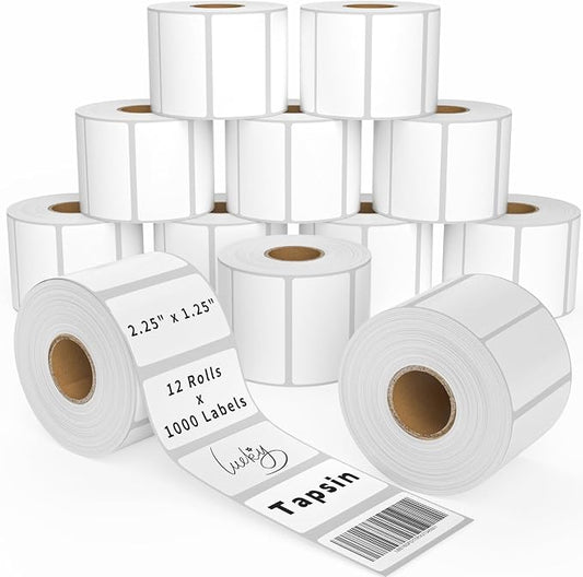 Thermal Labels 2.25 x 1.25, Adhesive Label Stickers 12 Rolls 12000 Label Papers by TAPSIN