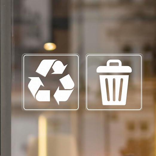10 Pack Recycle and Trash Clear Stickers 3×3 Inches Vinyl Transparent by YIKIADA