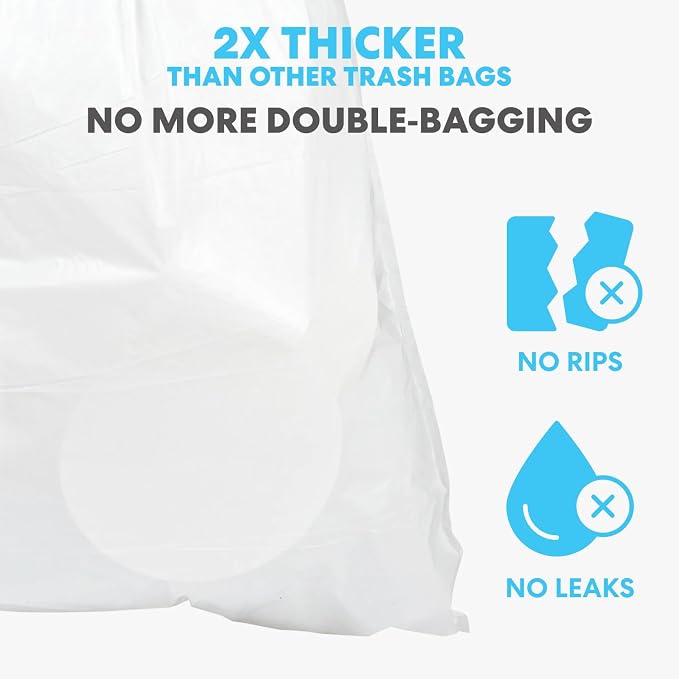 SIMPLI-MAGIC 8 Gallon Drawstring Trash Bags, 120 Pack – Tall Kitchen Garbage - Image 3