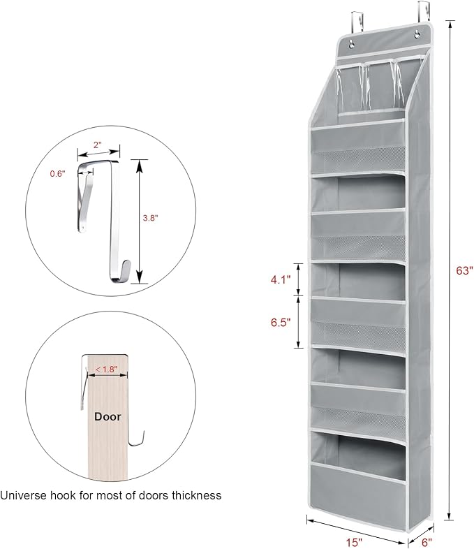 Univivi 6-Shelf Over Door Hanging Organizer Fabric Baby Door Storage - Image 3