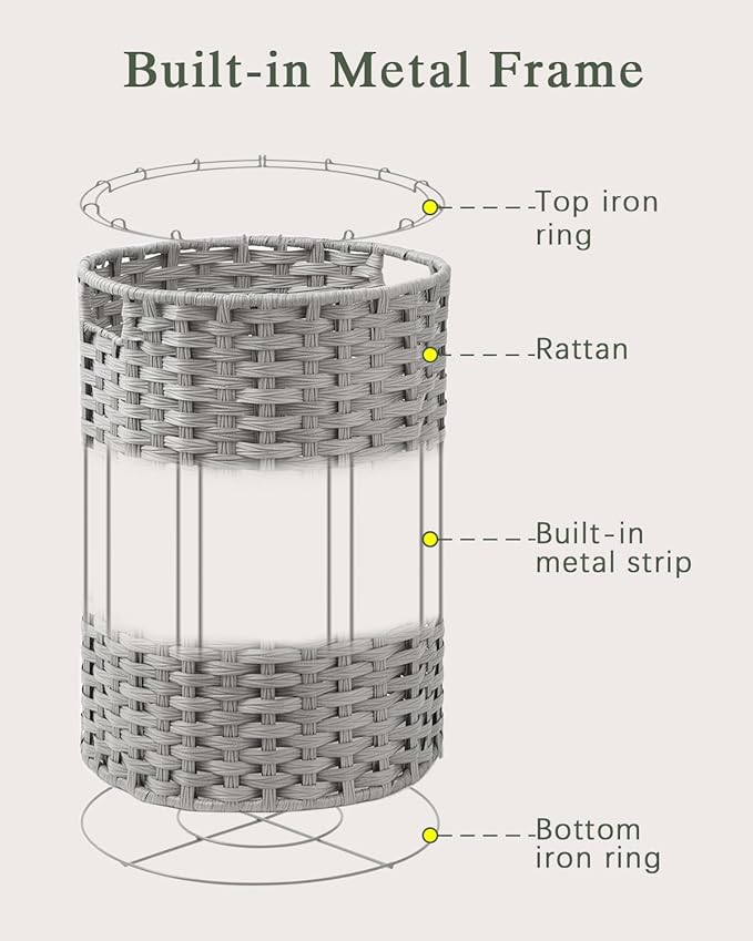 Laundry Hamper Laundry Basket Round 19.0 Gal Handwoven Rattan Laundry Basket - Image 9