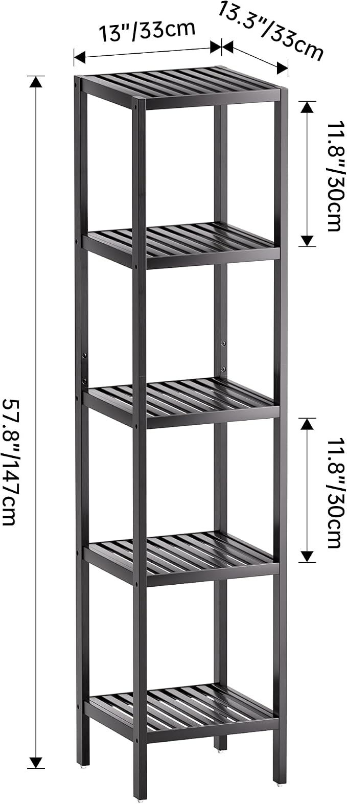 SMIBUY Bathroom Storage Shelf, 5-Tier Bamboo Rack Organizer - Image 3