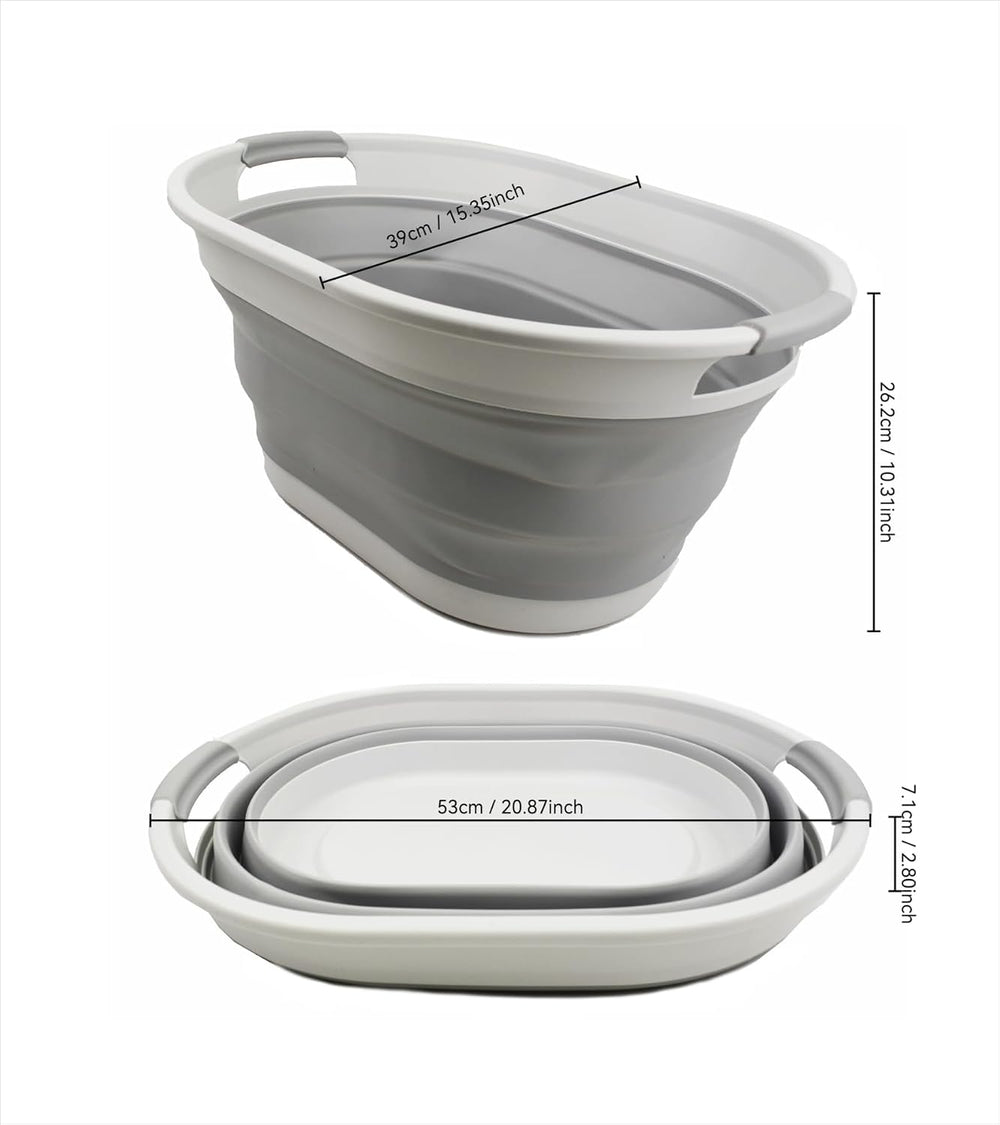 SAMMART 28L (7.4 Gallon) Oval Collapsible Plastic Laundry Basket - Foldable P...