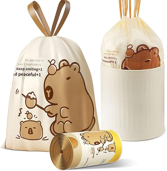VOK 8 Gallon Trash Bags with Capybara Printed, Drawstring Medium Garbage Bags by Unknown
