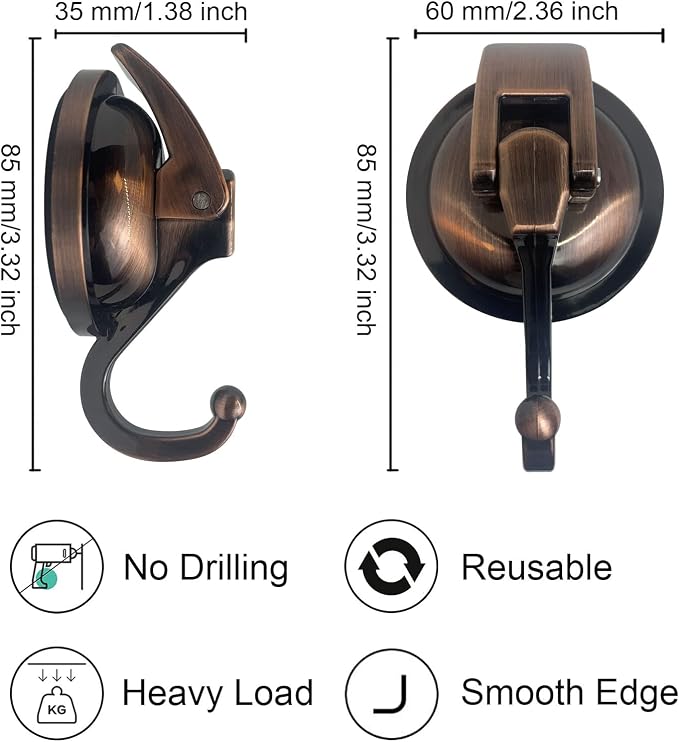 Heavy Duty Vacuum Suction Shower Hooks, Glass Suction Cup, - Image 4