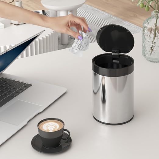 Mini Trash Can for Desk 0.4 Gallon, 1.5L Stainless Steel mini Desk Trash can - Image 2