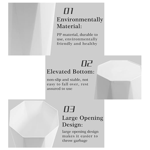 12L Trash Can Wastebasket Plastic Trash Bin Garbage Container Rubbish Can Paper - Image 3