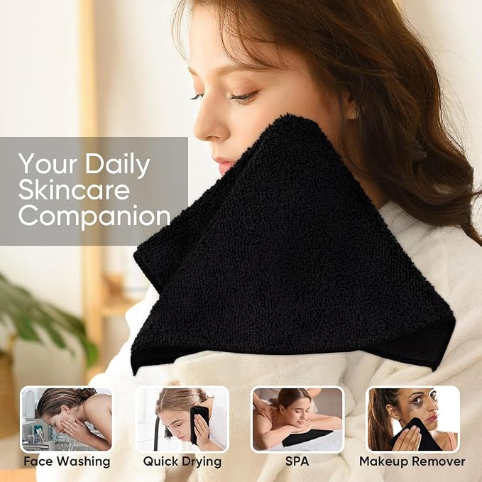 HOMEXCEL Black Washcloths 24 Pack, Highly Absorbent and Soft Microfiber Face - Image 3