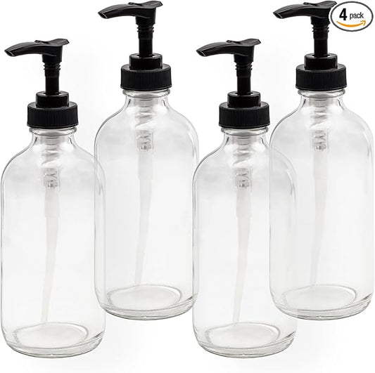 Cornucopia Brands 8oz Clear Glass Pump Bottles, Great as Essential Oil Bottles by CornucopiaBrands