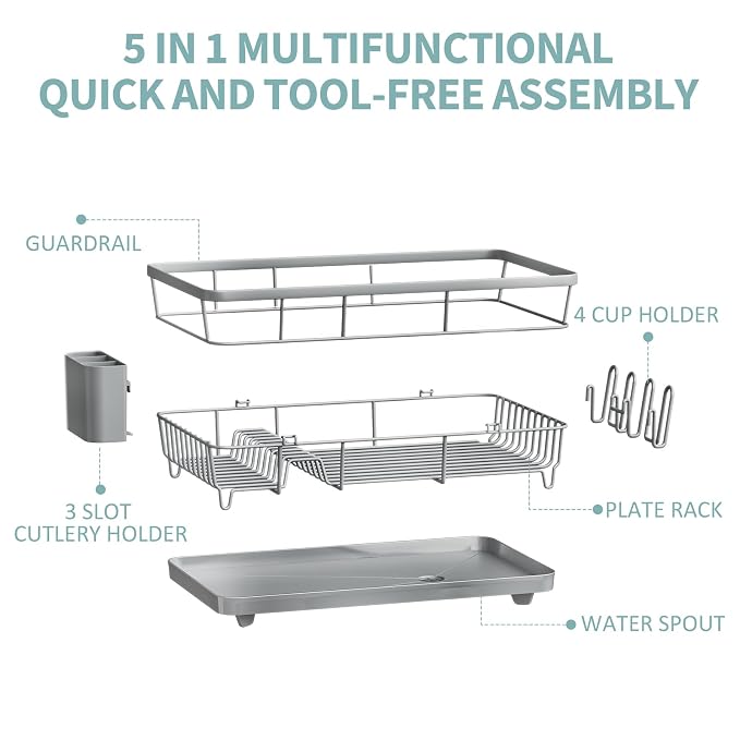 Dish Drying Rack for Kitchen Counter, Large Dish Racks - Image 7
