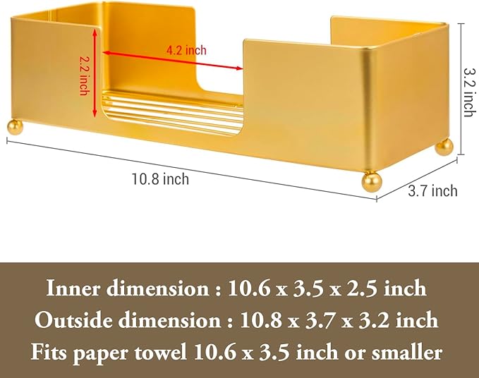 MyGift Gold Paper Towel Holder, Toilet Paper Towel Dispenser - Image 3