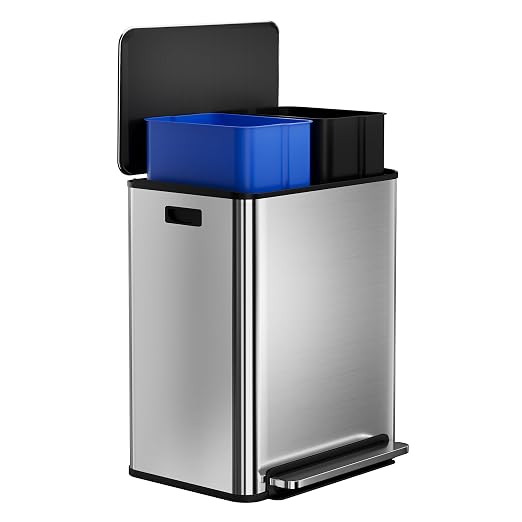 GarveeHome 60L/16 Gal Kitchen Trash Can, 2×8 Gal Pedal Trash Bin by GarveeHome