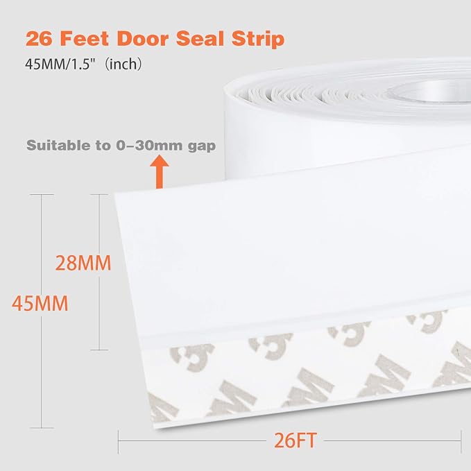 26 Feet Silicone Seal Strip, Weather Stripping Seal Tape - Image 3