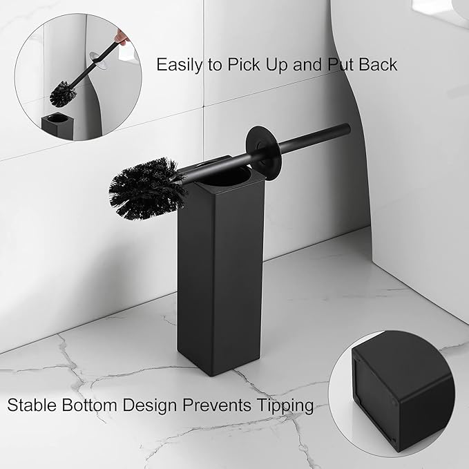 Square Toilet Brush with Holder, Stainless Steel Toilet Bowl Brush and Holder - Image 7