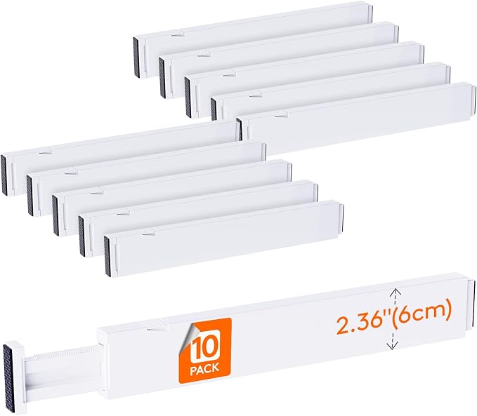 Lifewit 10 Pack Kitchen Drawer Dividers 2.36" High, Plastic Expandable by Lifewit