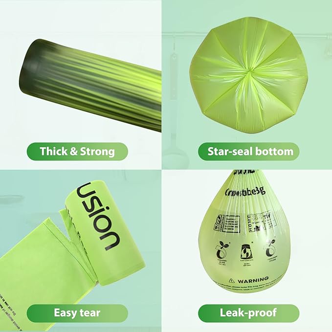 GreFusion Compostable Trash Bags 21 gallon, Extra Thick 1.28 Mills, Fits13-25 - Image 4