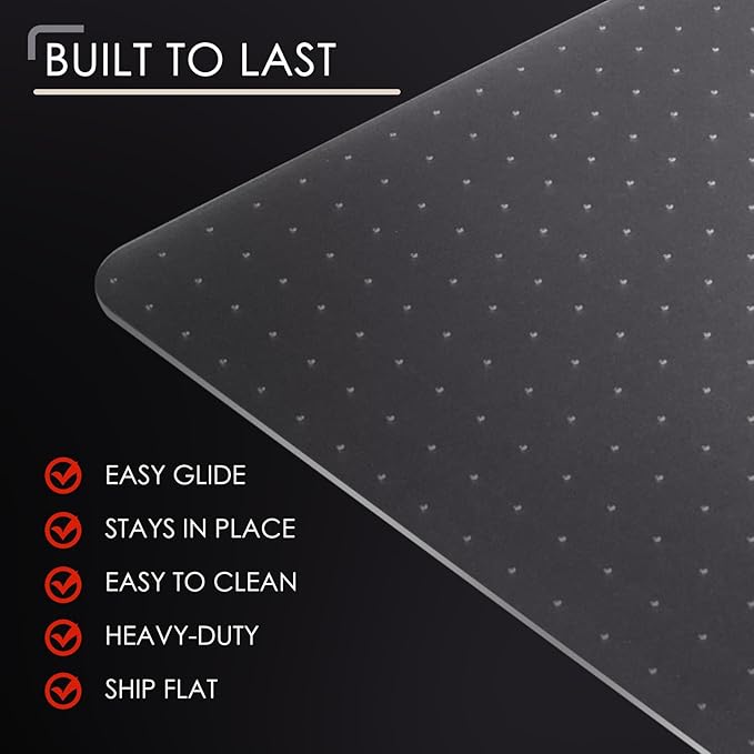 Kuyal Office Chair Mat for Carpet, 40x48 Clear Heavy Duty Computer Chair Mat - Image 5