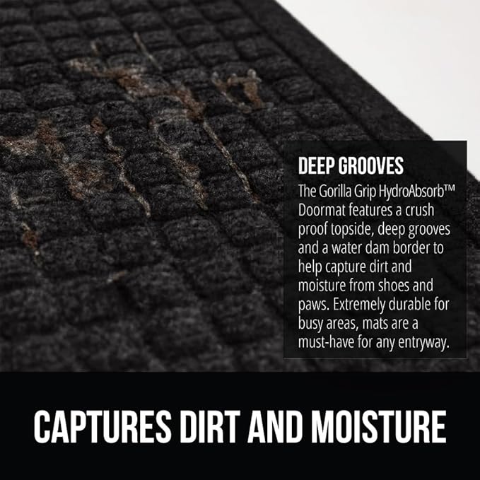 GORILLA GRIP Front Door Mat, Indoor Outdoor Ultra Absorbent HydroAbsorb Doormat - Image 4