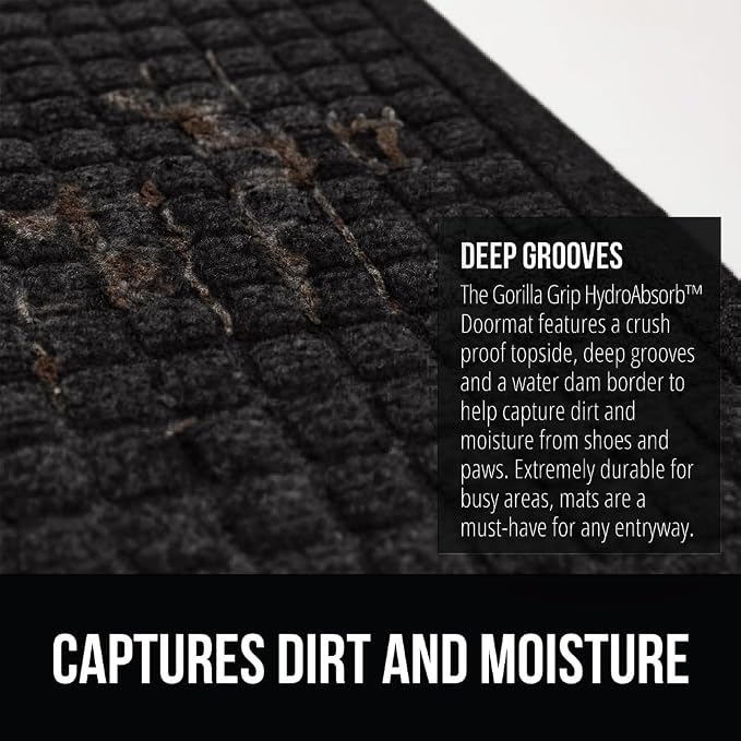 GORILLA GRIP Front Door Mat, Indoor Outdoor Ultra Absorbent HydroAbsorb Doormat - Image 4