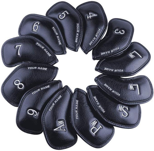 CRAFTSMAN GOLF 12pcs or 1pc Thick Synthetic Leather Golf Iron Head Covers Set by CRAFTSMANGOLF