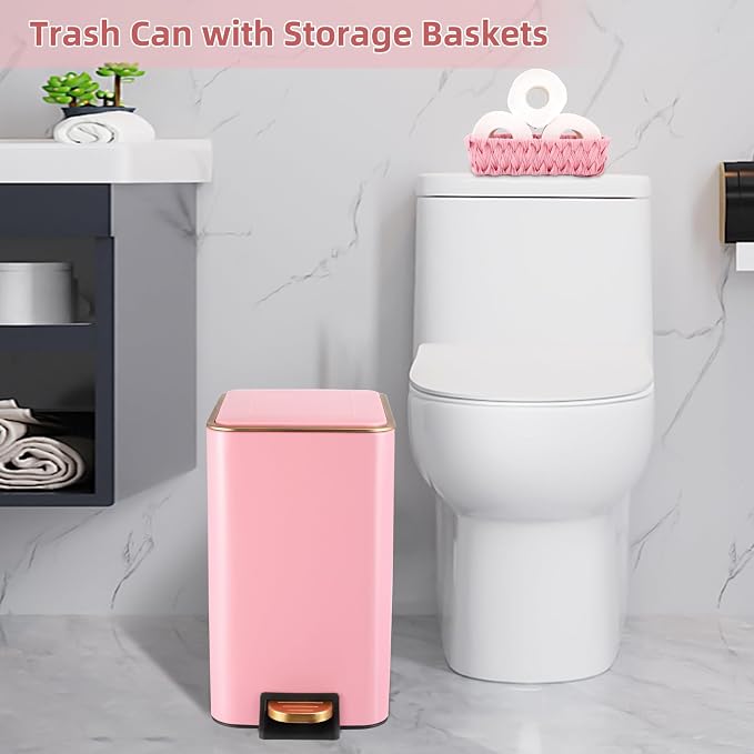 Small Bathroom Trash Can with Lid Soft Close, 1.8 Gallon Stainless Steel - Image 6