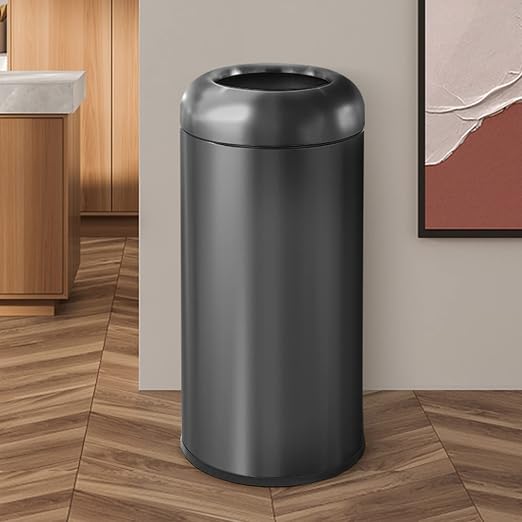 BEAMNOVA 16.5 Gallon Trash Can Black Open Top Outdoor Indoor Commercial by BEAMNOVA