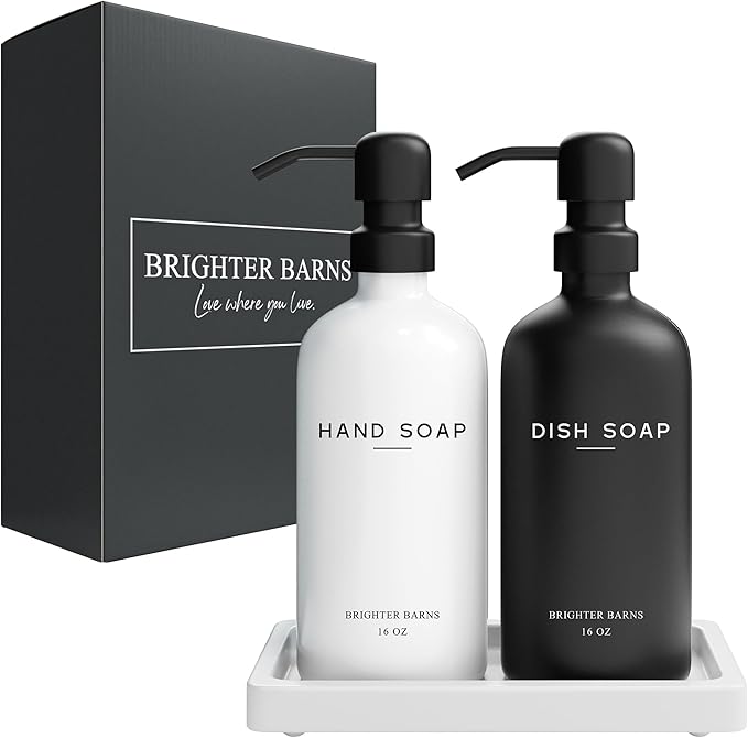 Luxury Glass Hand and Dish Soap Dispenser Set by Brighter Barns - Image 8