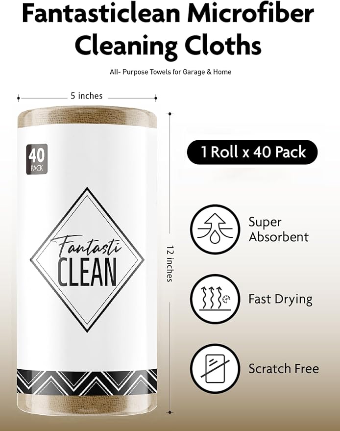 Fantasticlean Microfiber Cleaning Cloth Roll -40 Pack, Tear Away Microfiber - Image 6