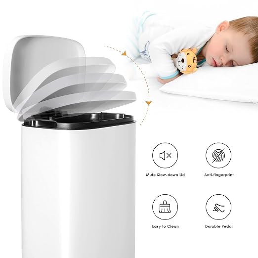 AthLike Trash Can, Stainless Steel Kitchen Garbage Can, Step Waste Bin - Image 2