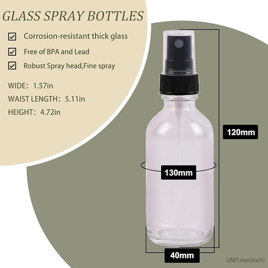 Clear Glass Small Spray Bottles 2 oz 48 Packs, Fine Mist Sprayer Pretty Finish - Image 2