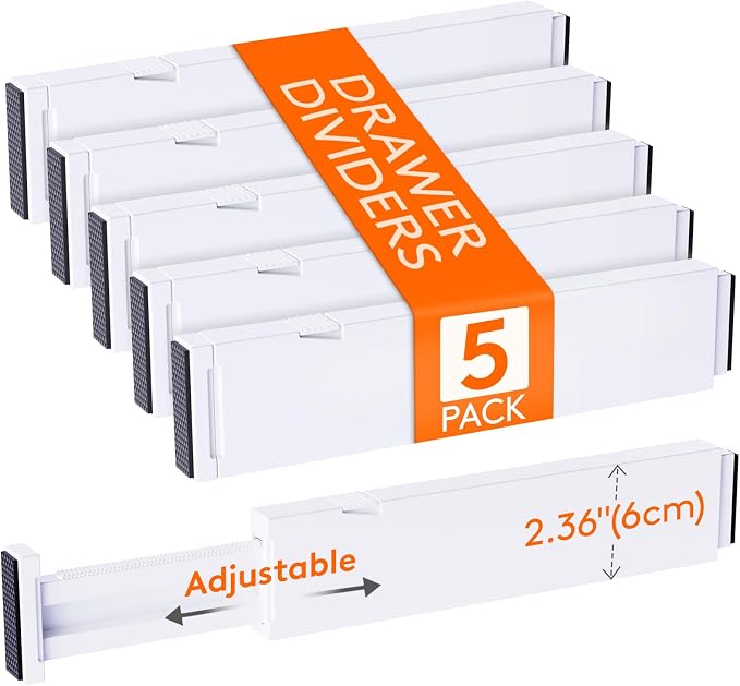 Lifewit 5 Pack Clothes Drawer Dividers 2.36" High, Plastic Expandable by Lifewit